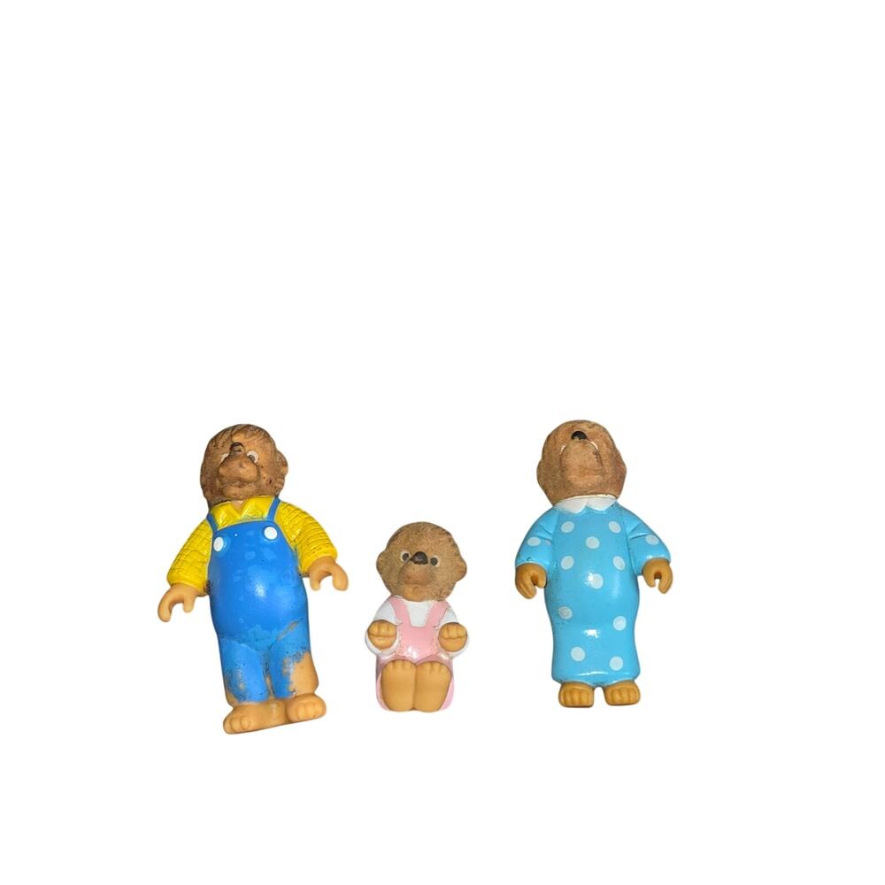 Vtg Berenstain Bears PAPA & MAMA  Flocked Toy Figurines McDonalds 1986  3.5"